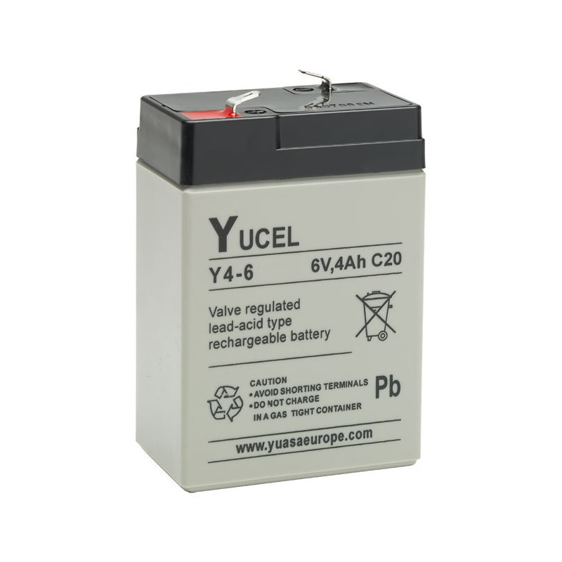 Batterie plomb - YUASA / YUCEL / YUVOLT -  6V - 4.0Ah - Y4-6 - AGM