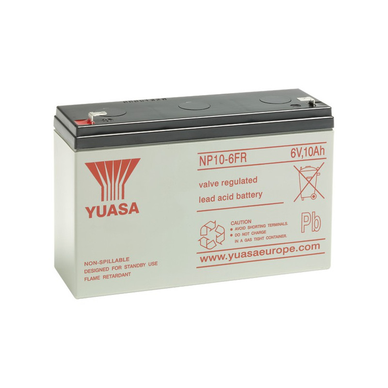 Batterie plomb YUASA  NP10-6 - 6V 10Ah - bac flamme retardante (FR)