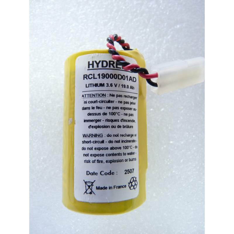 Pile Débitmètre HYDREKA - D - LS33600 - Lithium - 3,6V - 19.0Ah + Connecteur Pile Débitmètre HYDREKA - D - LS33600 - Lithium - 3,6V - 19.0Ah + Connecteur