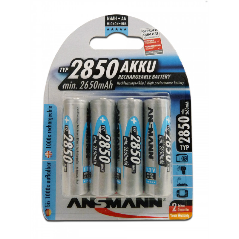 Blister 4 Piles HR06 - AA - ANSMANN - NiMh - 1.5V - 2850mAh