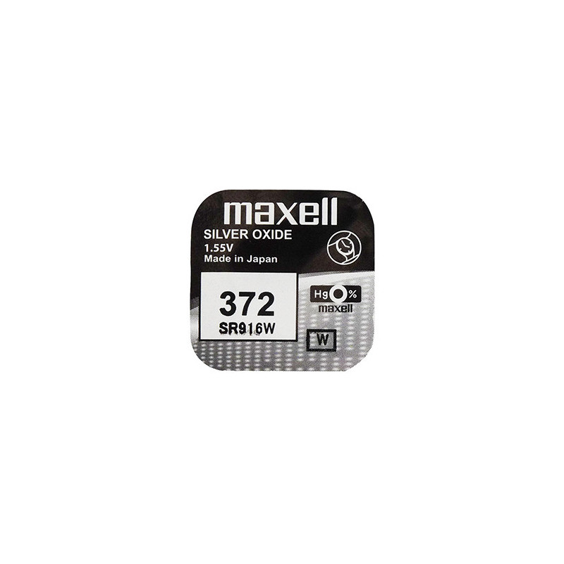 Pile Bouton MAXELL 372 - SR916W  - Oxyde d'Argent - 1.55V