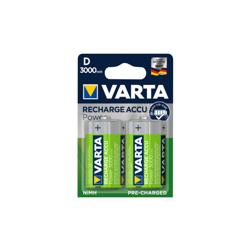 VARTA - Piles LR20D - rechargeables - 3000 mAh - Blister x2 VARTA - Piles LR20D - rechargeables - 3000 mAh - Blister x2