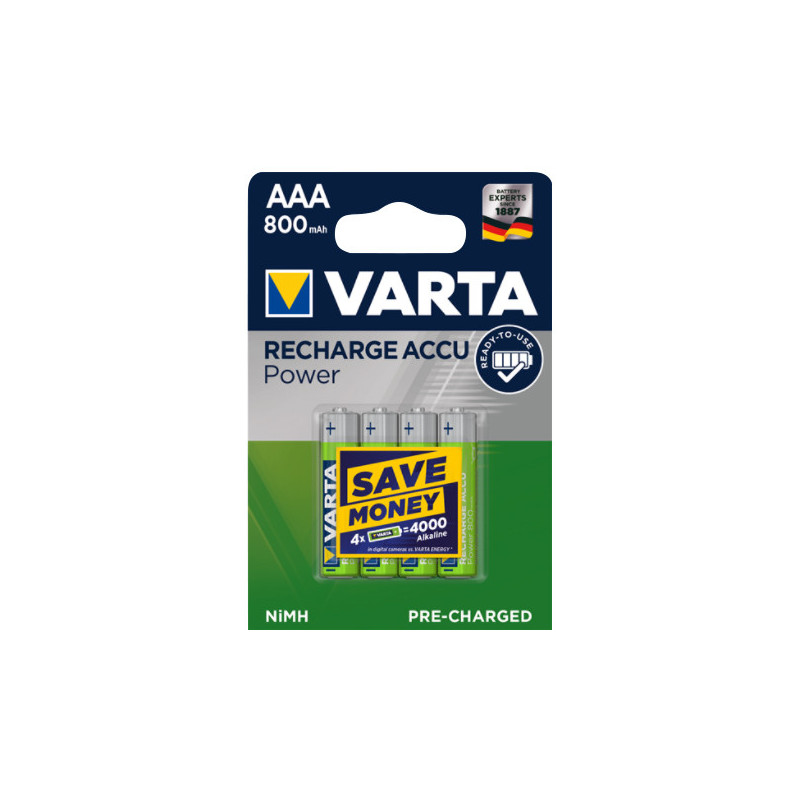 Blister 4 piles VARTA HR03 - AAA - NiMh - 1.2V - 800mAh Blister 4 piles VARTA HR03 - AAA - NiMh - 1.2V - 800mAh