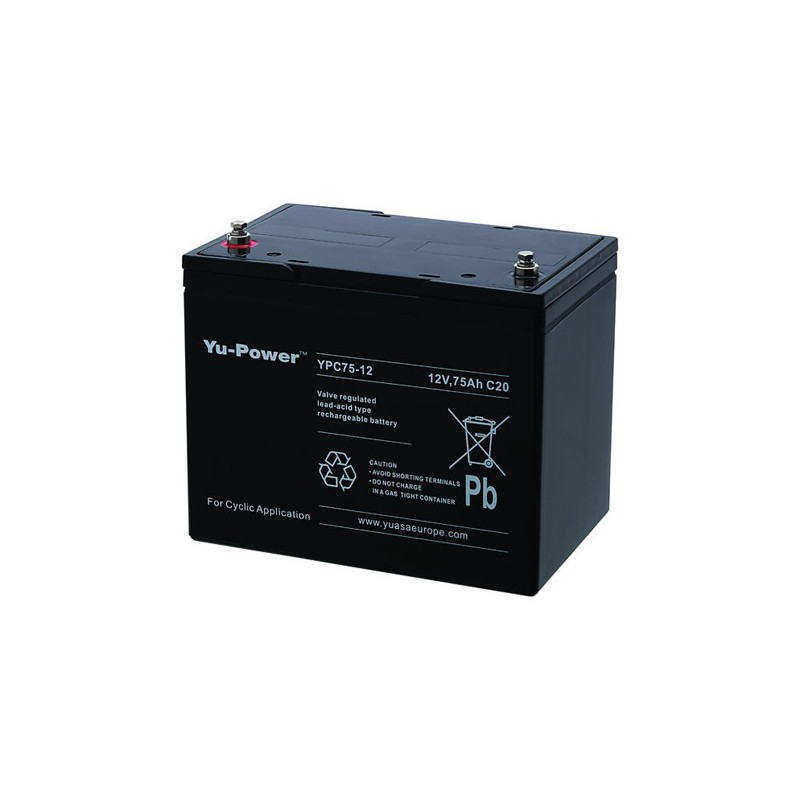 Batterie YPC75-12 YUASA - Compatible MK M24 SLD G FT - Plomb Cyclage - 12V - 75Ah Batterie YPC75-12 YUASA - Compatible MK M24 SLD G FT - Plomb Cyclage - 12V - 75Ah