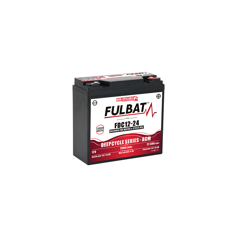 Batterie FULBAT FDC12-24 - Deep Cycle AGM Carbone - 12V - 22.6Ah