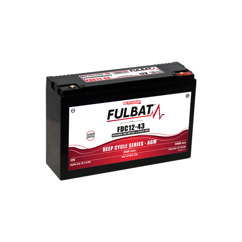 Batterie FULBAT FDC12-39 - Deep Cycle AGM Carbone - 12V - 39Ah