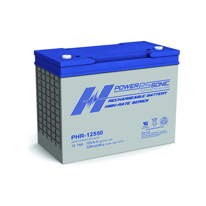 Batterie Plomb Standard 12V 155Ah - PHR-12550FR - 335x172x275 - Spécial Onduleur - Powersonic
