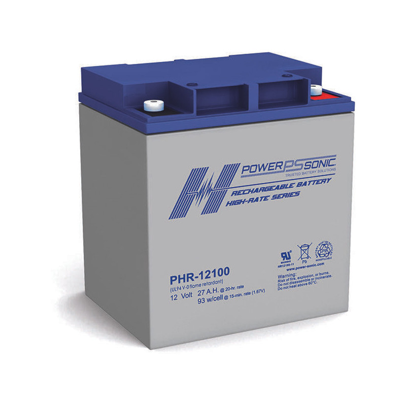 Batterie Plomb Standard 12V 27Ah - PHR-12100FR - 164x125x175 - Spécial Onduleur - Powersonic