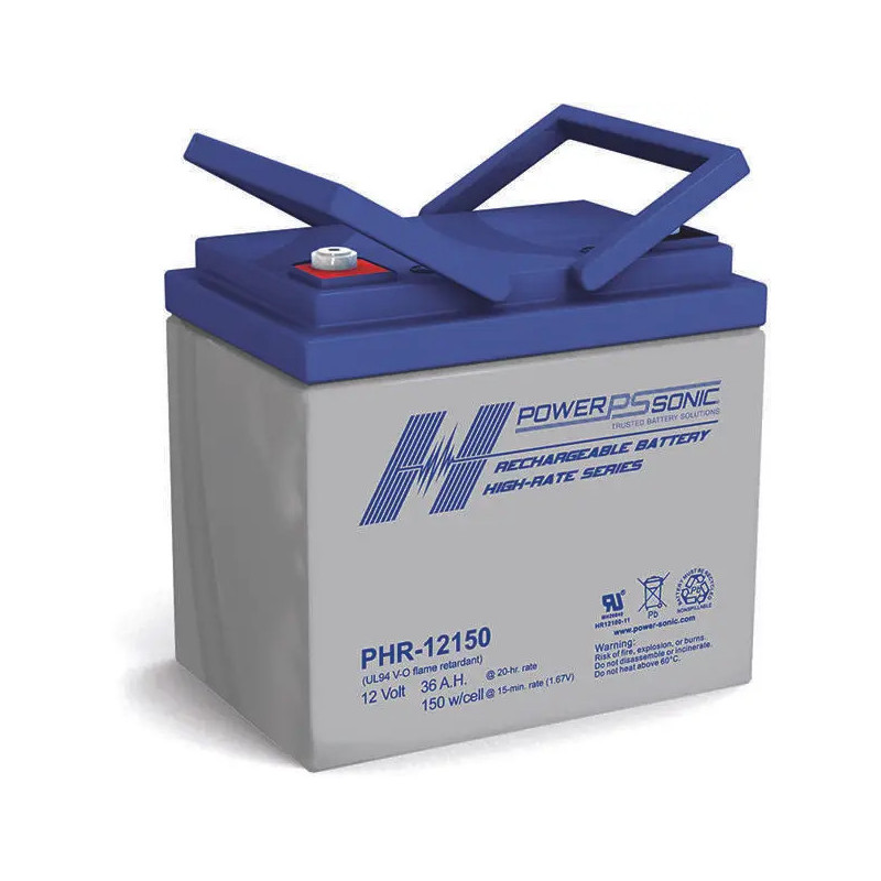 Batterie Plomb Standard 12V 36Ah - PHR-12150FR - 195x130x164 - Spécial Onduleur - Powersonic