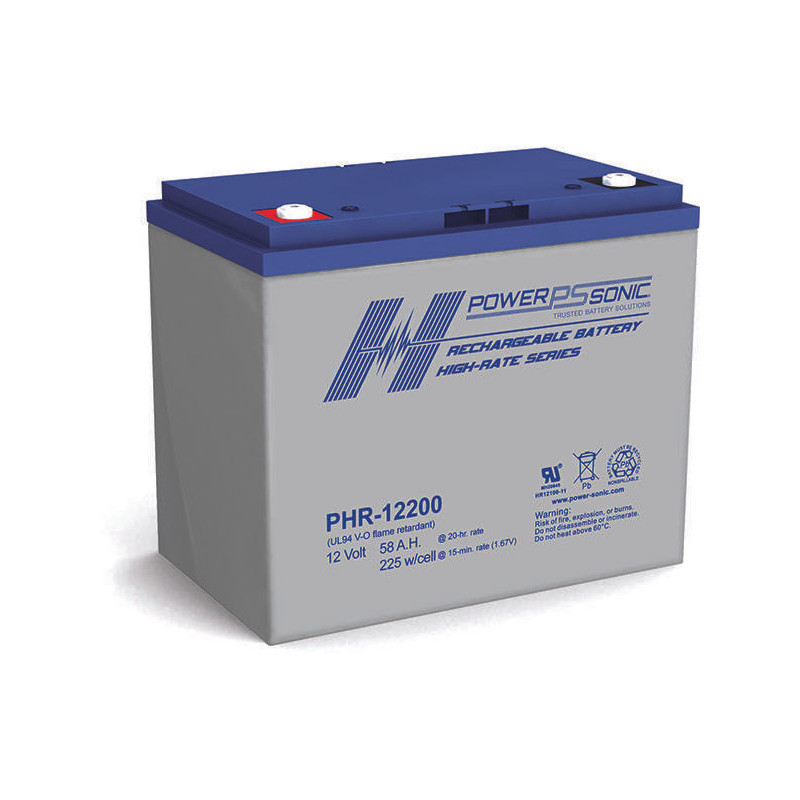 Batterie Plomb Standard 12V 58Ah - PHR-12200FR - 229x138x200 - Spécial Onduleur - Powersonic