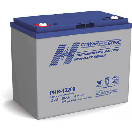 Batterie Plomb Standard 12V 58Ah - PHR-12200FR - 229x138x200 - Spécial Onduleur - Powersonic