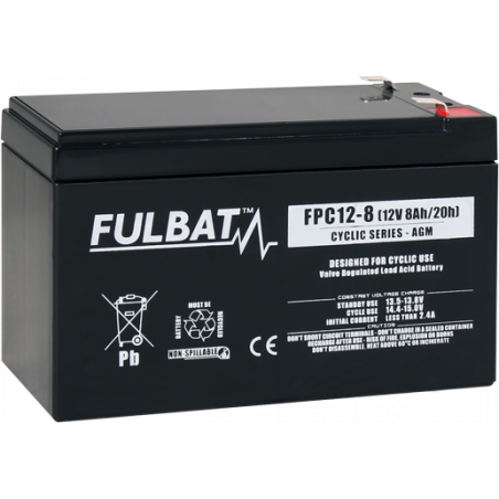 Batterie Plomb Cyclage FPC12-8 - 12V - 8Ah - UL94.FR – FULBAT
