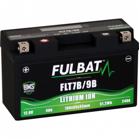Batterie Moto Fulbat - FLT7B/FLT9B - Lithiuim-ion - 12V 4Ah - 240A - Prête à l'emploi - 150x65x93 -
