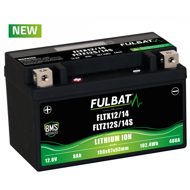 Batterie Demarrage Moto Fulbat - FLTZ12S/14S - FLTX12/14 - Lithium ion - 12V 8Ah - 480A