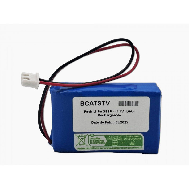 Pack batterie compatible Atlantic'S ST-III et IV - Li-Po 3S1P - 11.1V - 1Ah + Connecteur
