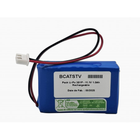 Pack batterie compatible Atlantic'S ST-III et IV - Li-Po 3S1P - 11.1V - 1Ah + Connecteur