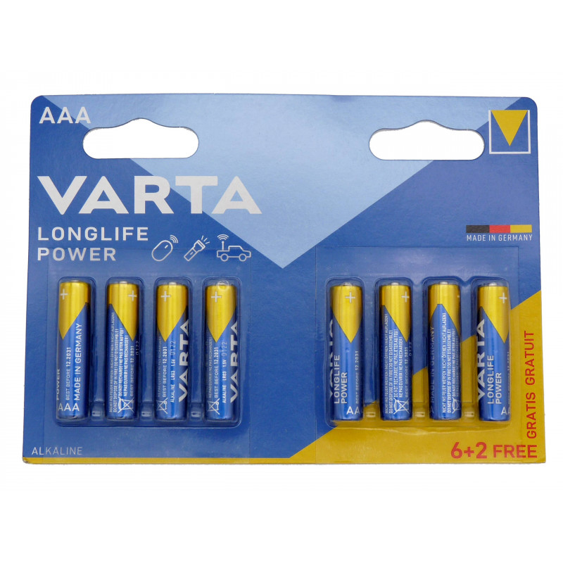 Lot de 16 piles Varta - 8 piles LR03 AAA - Alcalines - High Energy Lot de 16 piles Varta - 8 piles LR03 AAA - Alcalines - High Energy