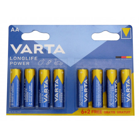 Lot de 16 piles Varta - 8 piles LR6 AA - Alcalines - High Energy