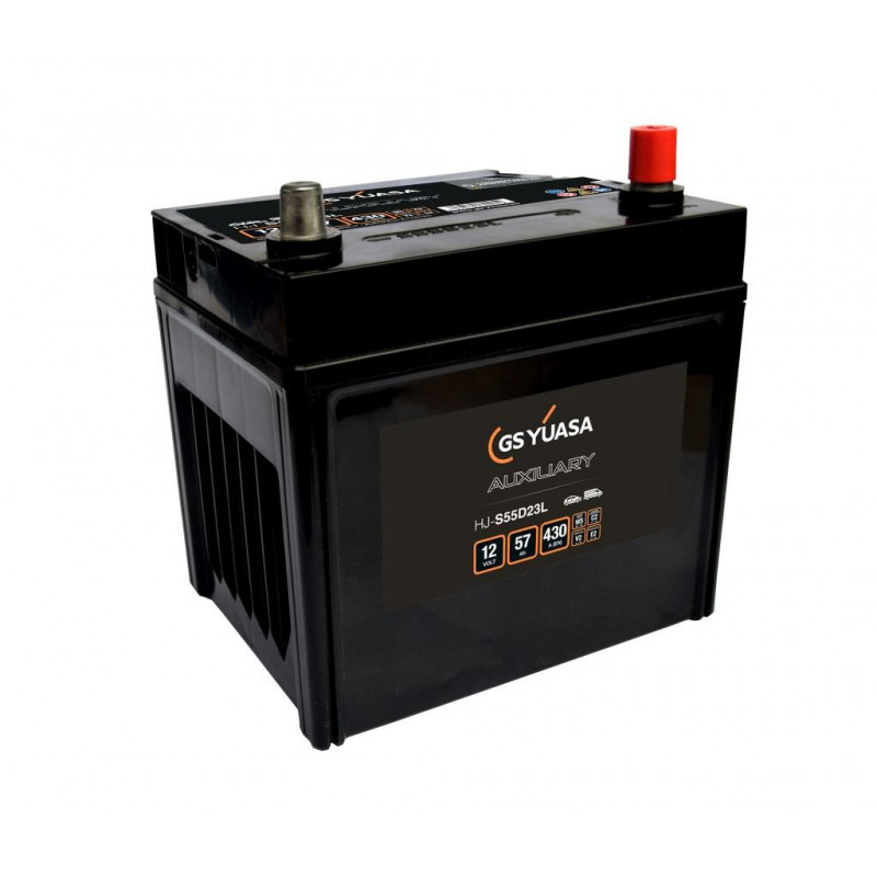 Batterie Auxiliaire Auto 12V 57Ah - 430A HJ-S55D23L - + Droite - 220x171x227 - Yuasa Batterie Auxiliaire Auto 12V 57Ah - 430A HJ-S55D23L - + Droite - 220x171x227 - Yuasa
