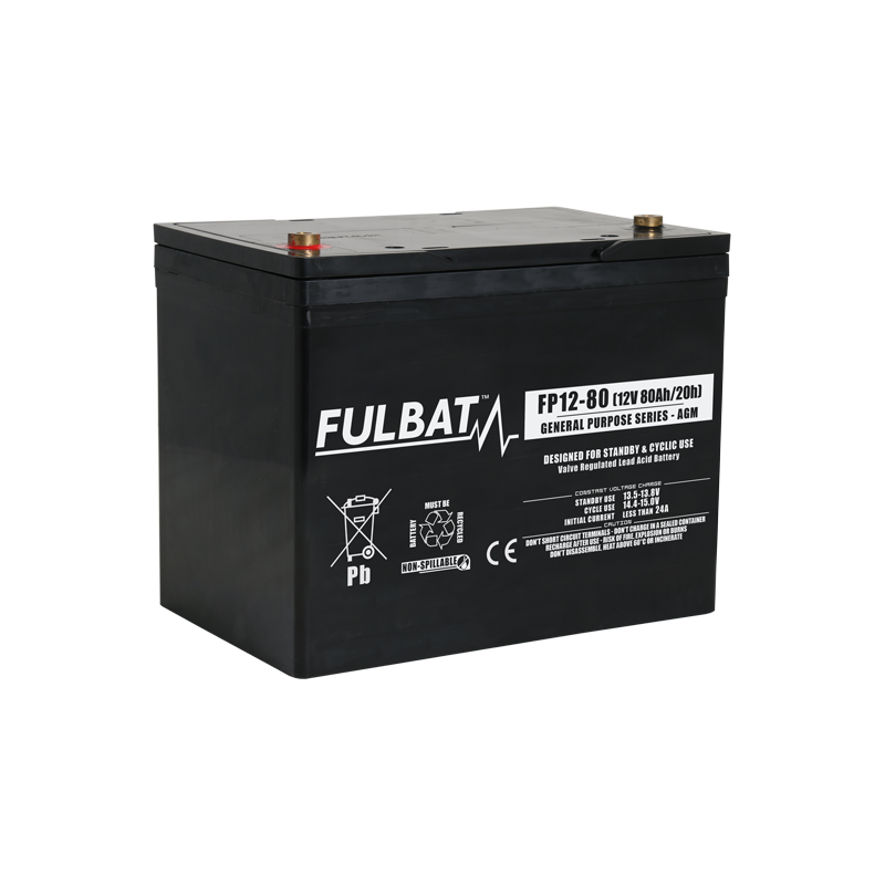 Batterie Plomb Standard 12V 80Ah - FP12-80 - 260x168x210 - Fulbat