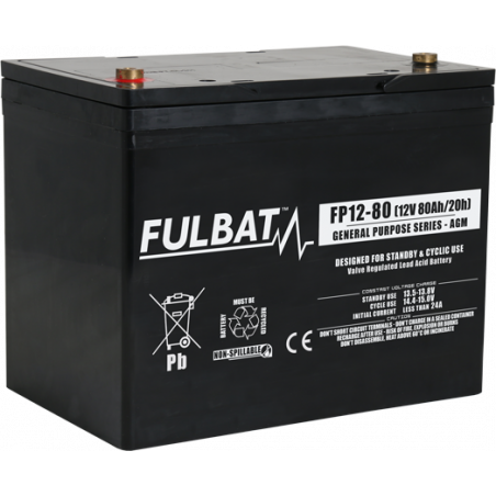 Batterie Plomb Standard 12V 80Ah - FP12-80 - 260x168x210 - Fulbat