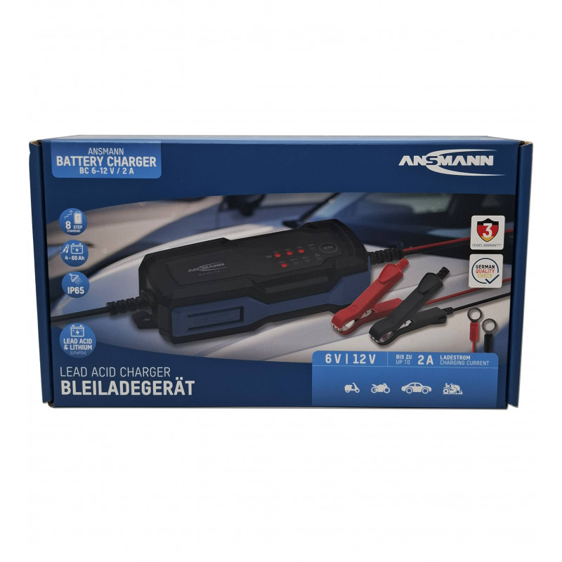 Chargeur ANSMANN BC 6-12 / 2A  - Tension réglable 6V/12V - Pince croco