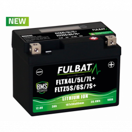Batterie moto FULBAT FLTX4L/5L/7L + - FLTZ5S/6S/7S+ - LI-ION - 12V 3Ah