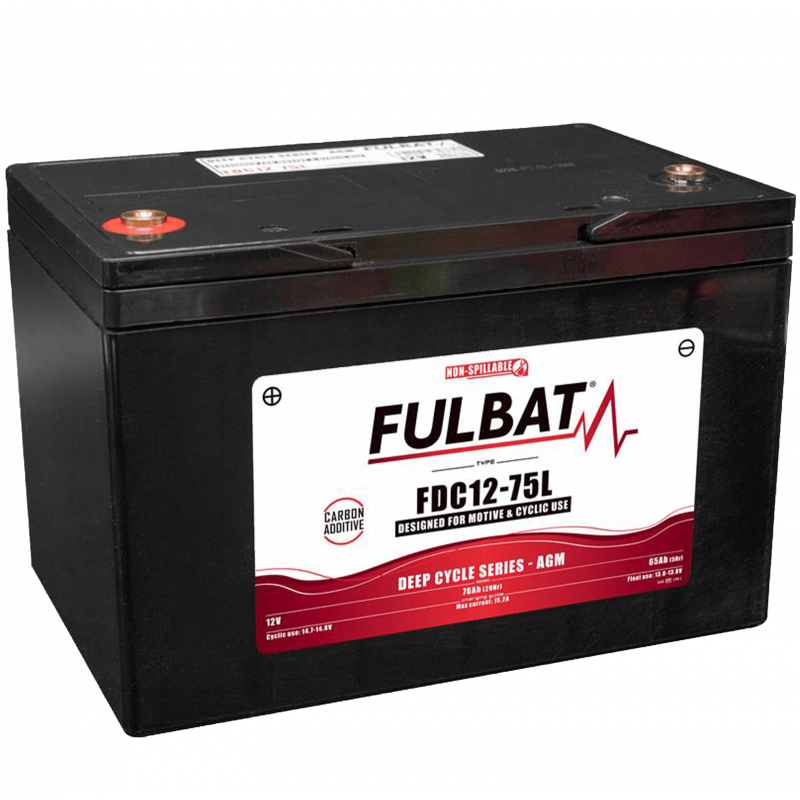 Batterie FULBAT FDC12-75L - Deep Cycle AGM Carbone - 12V - 75Ah