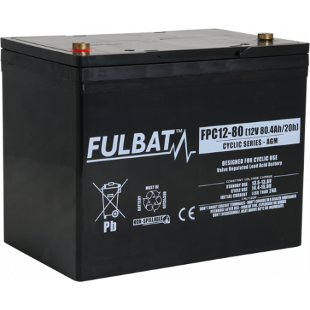 Batterie FULBAT FDC12-80 - Deep Cycle AGM Carbone - 12V - 80Ah