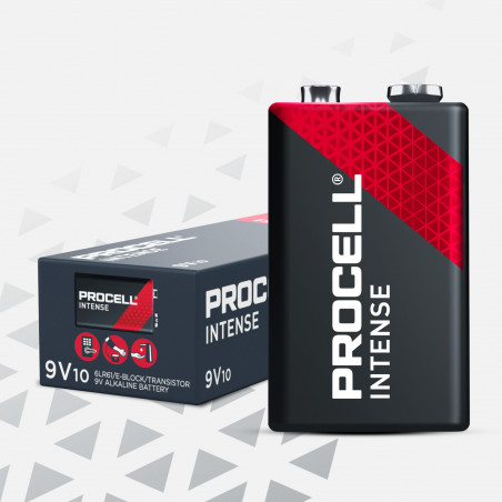 Boîte de 10 piles Duracell Procell - Gamme INTENSE POWER - 6LR61 - 9V