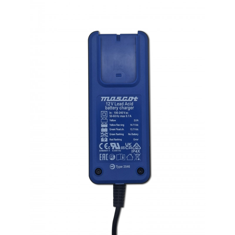 Chargeur MASCOT PLOMB 3546 LA – 3 Steps - Plomb - 12V – 2Ah - Pince cr
