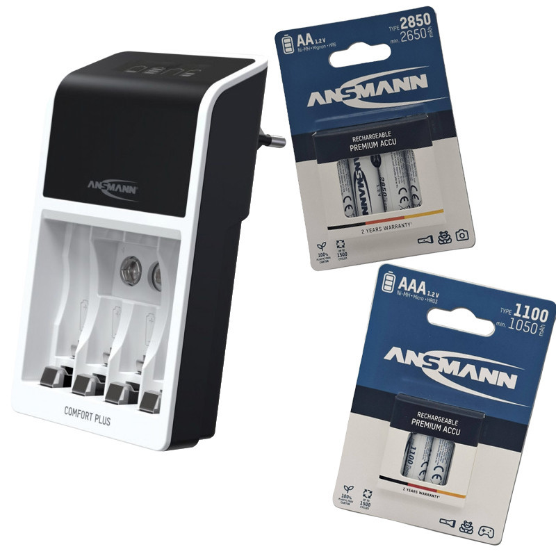 Pack Ansmann chargeur Ancoplus + piles HR03 + HR6