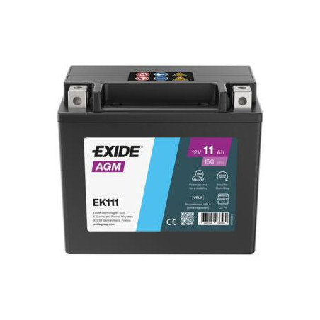 Batterie Auto Exide EK111- 12V - 11Ah - 150A - + Gauche