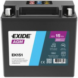 Batterie Auto et Auxiliaire Exide EK151 - 12V - 15Ah - 200A - + Gauche