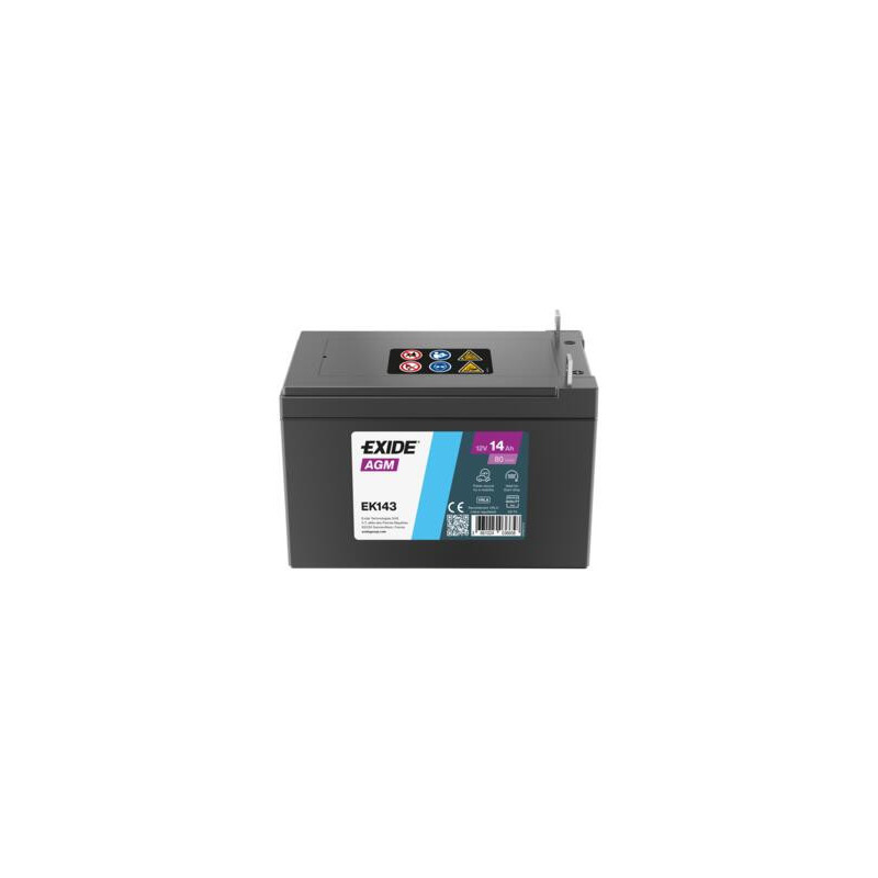 Batterie démarrage Auto Exide - 12V - 14Ah - 80A - EK143 - + Gauche