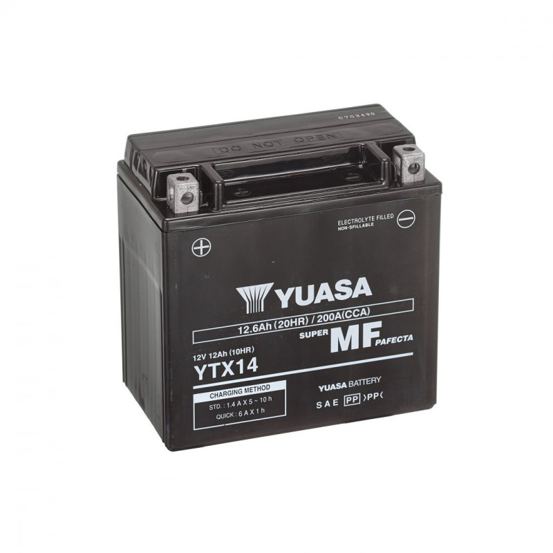 Déstockage batterie moto YUASA YTX14-BS 12V-12Ah avec pack acide inclu