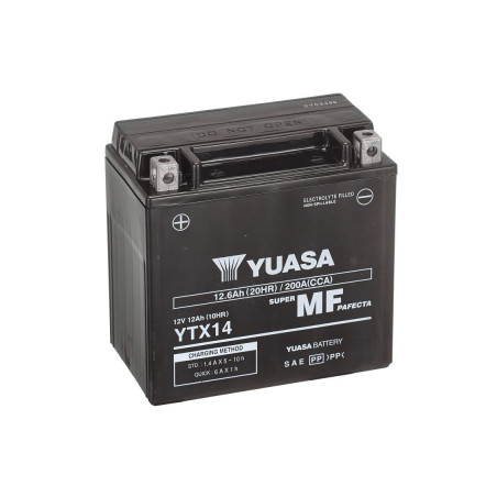 Déstockage batterie moto YUASA YTX14-BS 12V-12Ah avec pack acide inclu
