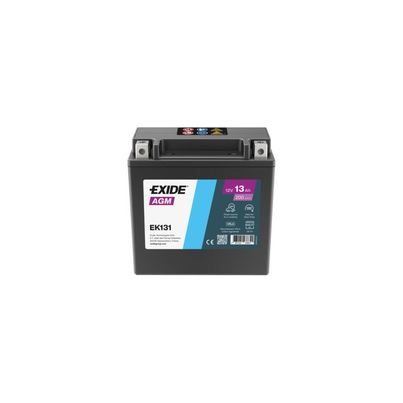 Batterie EXIDE EK131 – Démarrage Auto & Auxiliaire – 12V – 13Ah - 200A