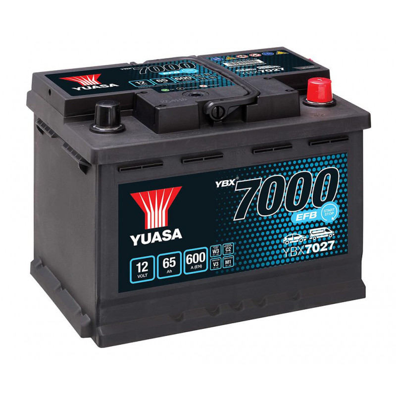 Batterie auto yuasa YBX7027 - 12V - 50Ah - 600A  + Droite