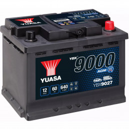 Batterie auto yuasa YBX9027 - 12V - 60Ah - 640A + Droite