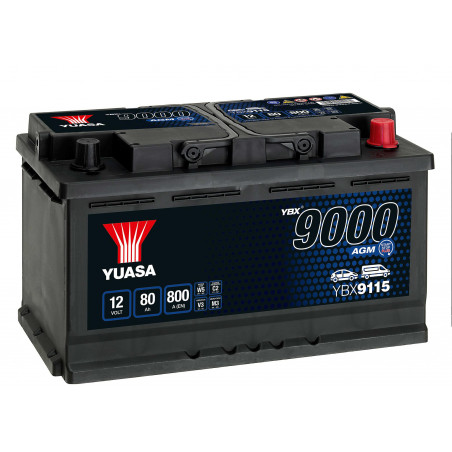 Batterie auto yuasa YBX9115 - 12V - 60Ah - 800A + Droite