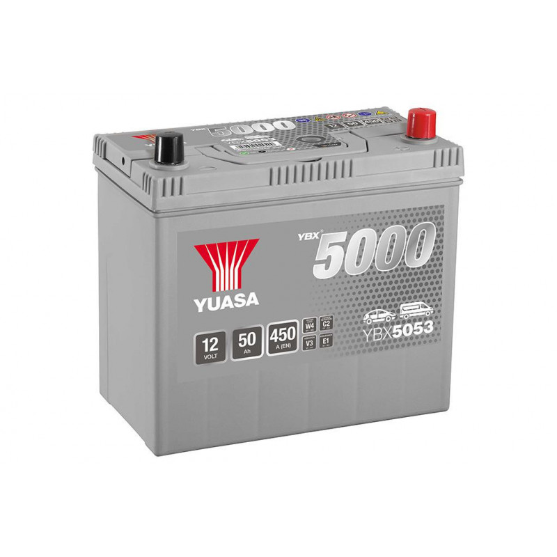 Batterie voiture asiatique YBX5053 YUASA - 12V - 50Ah - 450A - B24 + d