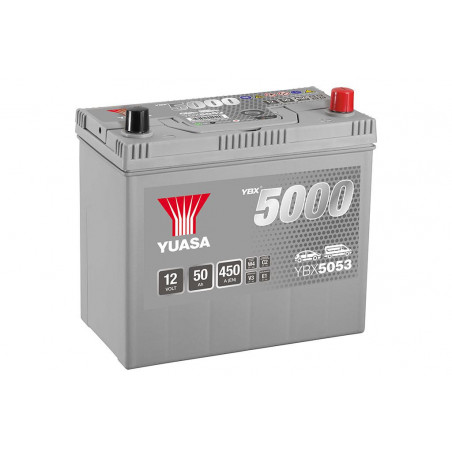 Batterie voiture asiatique YBX5053 YUASA - 12V - 50Ah - 450A - B24 + d